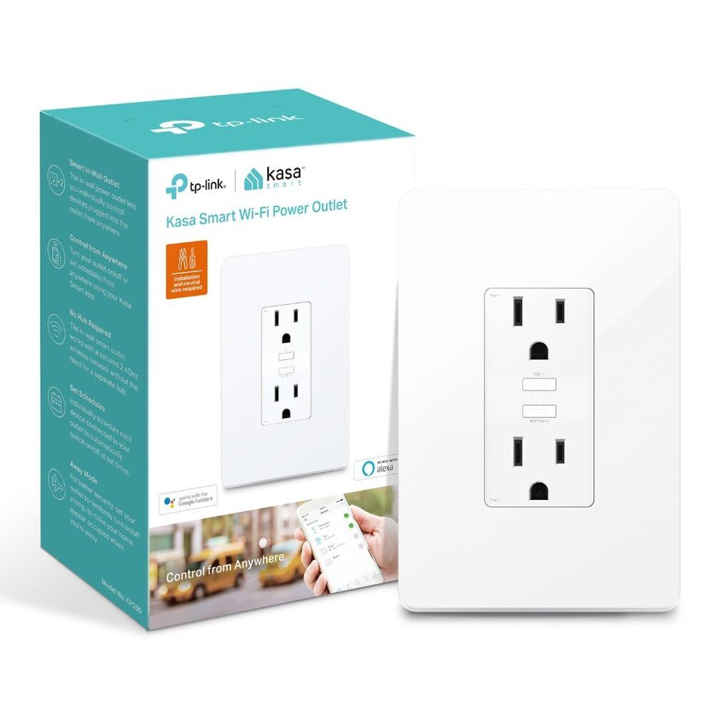 Plug , In-Wall Smart Home Wi-Fi Outlet Works with Alexa, Google Home & IFTTT, No